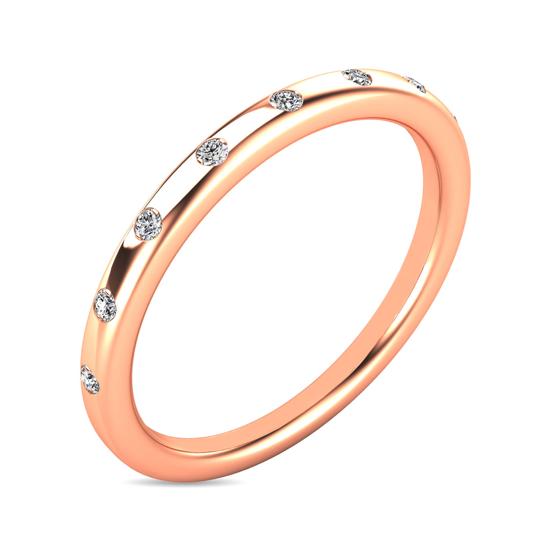 Anillo Apilable con Diamantes de 1/10 qt en Oro Rosa de 14k