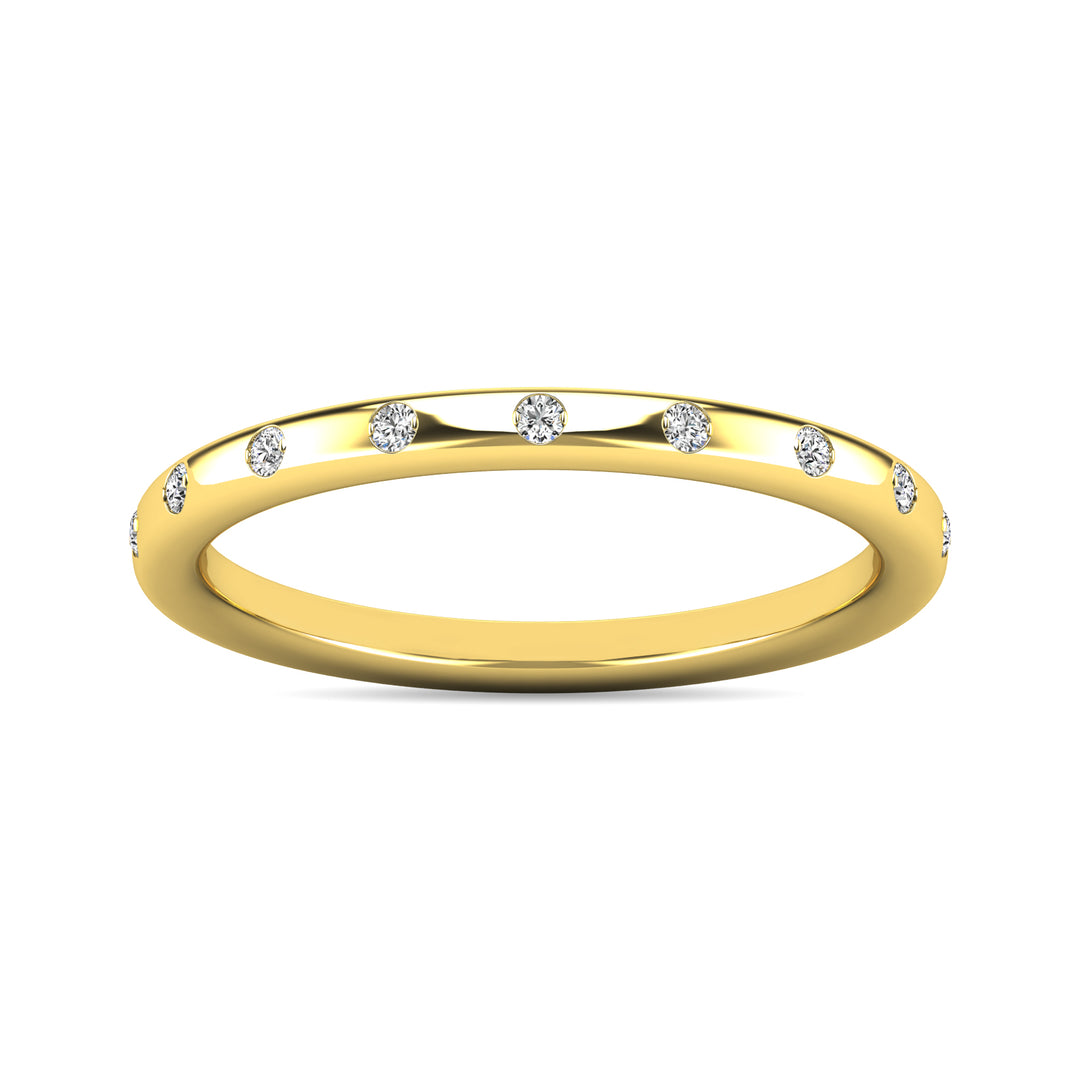 Anillo Apilable con Diamantes de 1/10 qt en Oro Amarillo de 14k