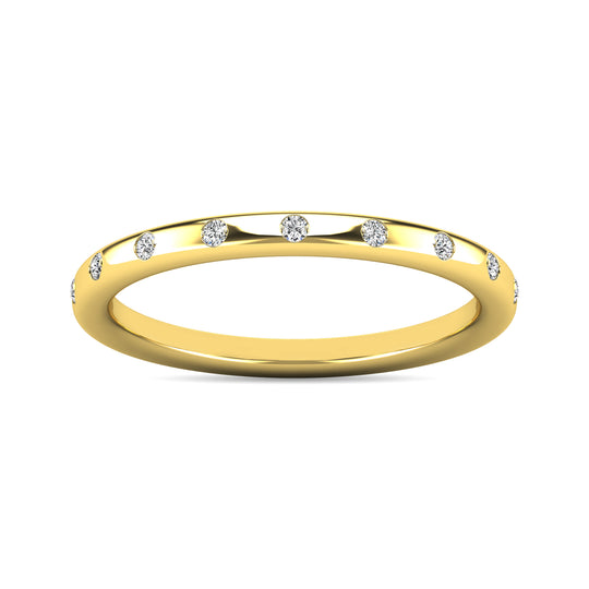 Anillo Apilable con Diamantes de 1/10 qt en Oro Amarillo de 14k