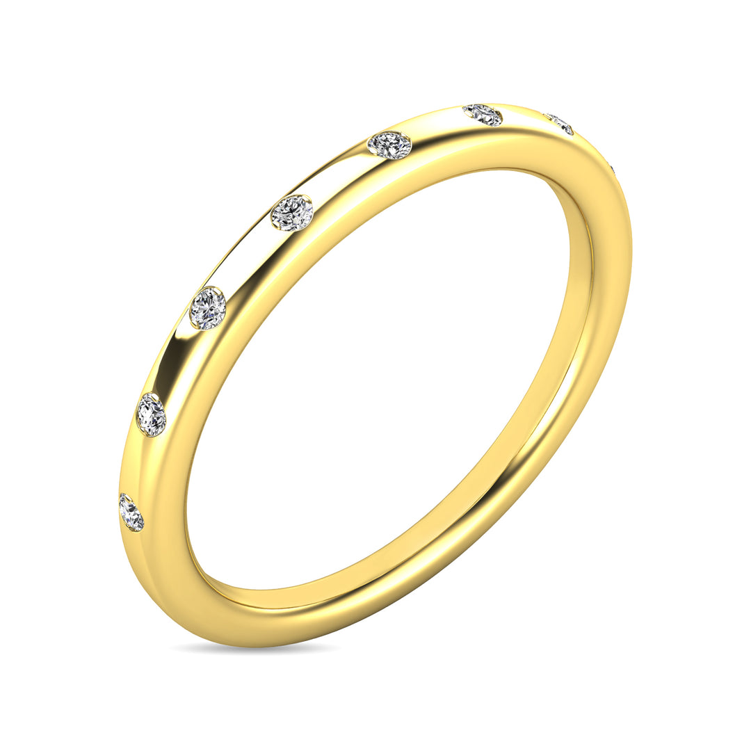 Anillo Apilable con Diamantes de 1/10 qt en Oro Amarillo de 14k