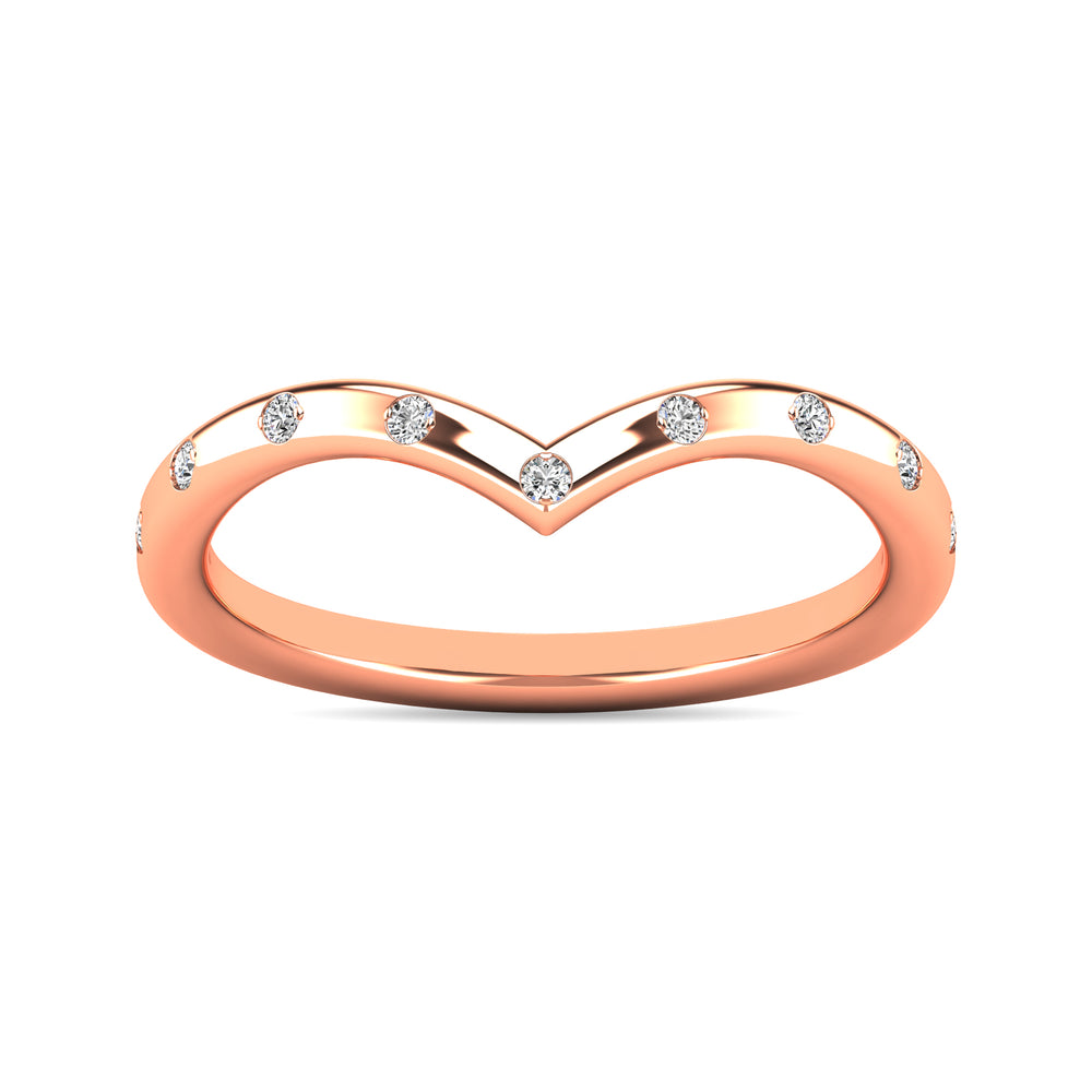 Anillo Apilable con Diamantes de 1/10 qt en Oro Rosa de 14k