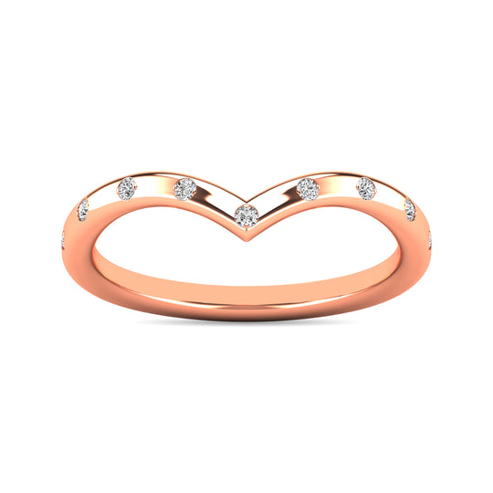 Anillo Apilable con Diamantes de 1/10 qt en Oro Rosa de 14k