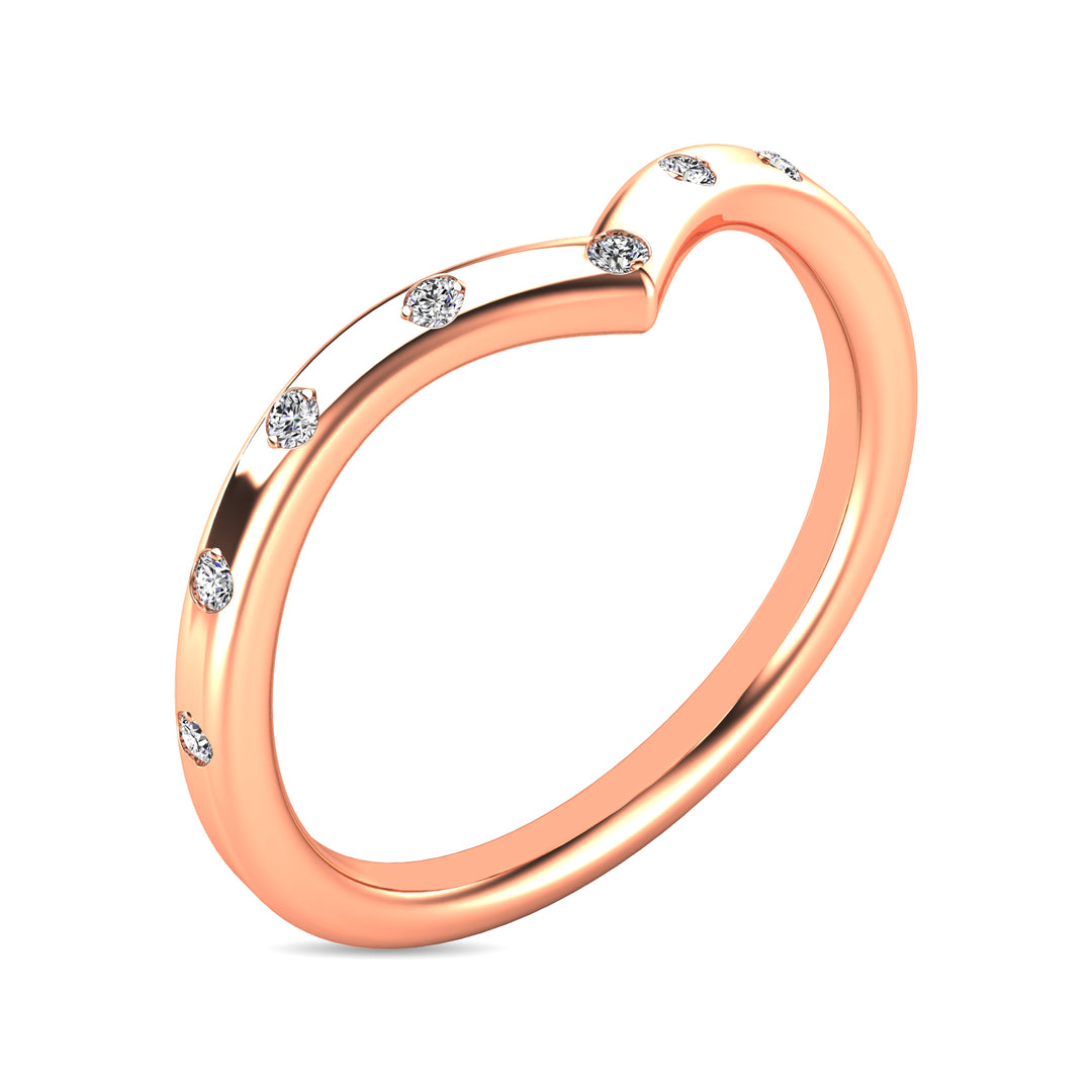 Anillo Apilable con Diamantes de 1/10 qt en Oro Rosa de 14k