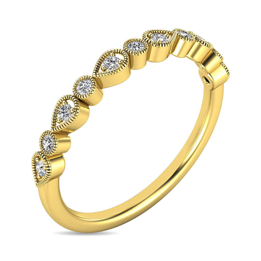 Anillo Apilable de Diamantes de 1/10 qt en Oro Amarillo de 10k