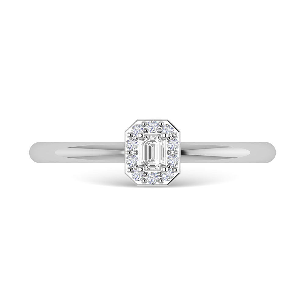 Diamante 1/6 Ct.Tw. Anillo de promesa de talla esmeralda en oro blanco de 14 k