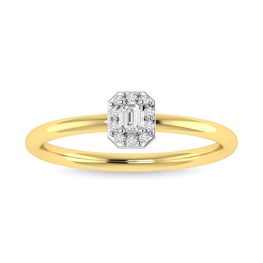 Diamante 1/6 Ct.Tw. Anillo de promesa de talla esmeralda en oro de dos tonos de 14 k