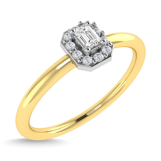 Diamante 1/6 Ct.Tw. Anillo de promesa de talla esmeralda en oro de dos tonos de 14 k