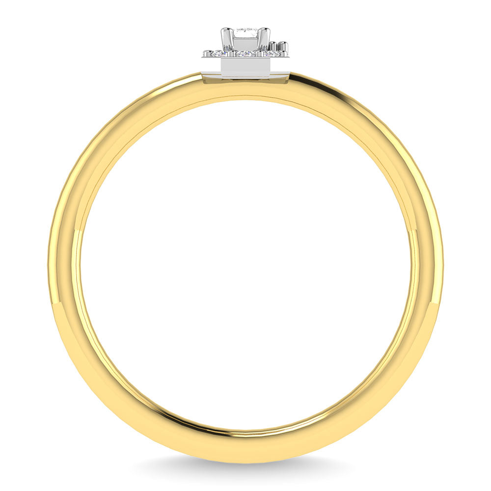 Diamante 1/6 Ct.Tw. Anillo de promesa de talla esmeralda en oro de dos tonos de 14 k