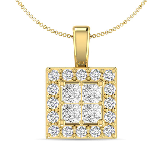 Diamante 1/3 Ct.Tw. Colgante moderno redondo y de princesa en oro amarillo de 14 k