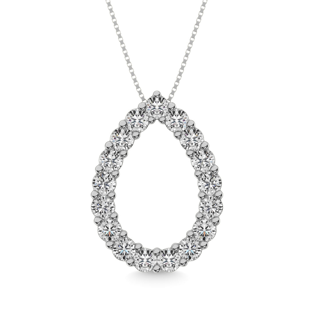 Colgante con forma de pera de diamantes de 2 qt total en oro blanco de 14 k