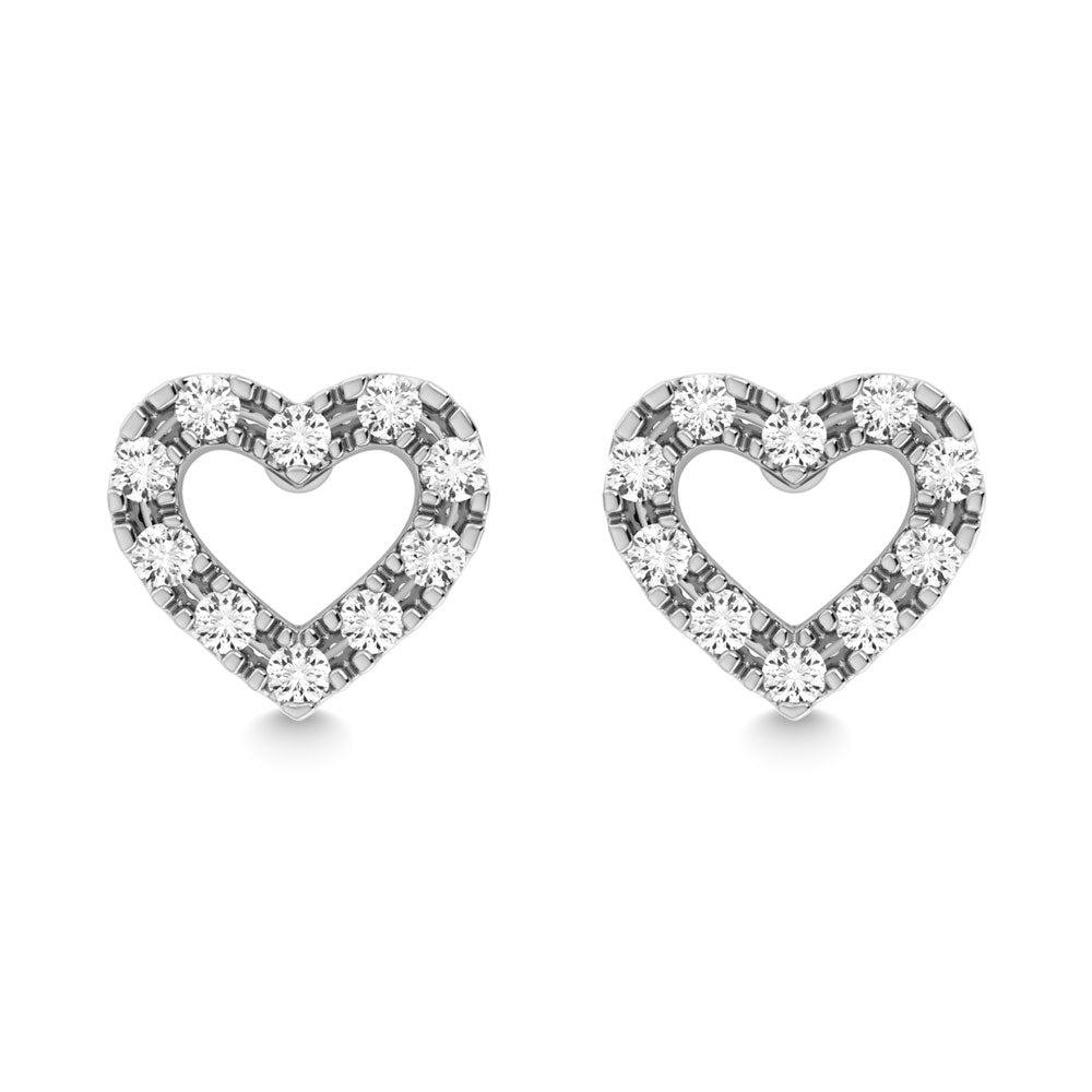 Diamante 1/20 Ct.Tw. Aretes de coraz√≥n en oro blanco de 10 quilates