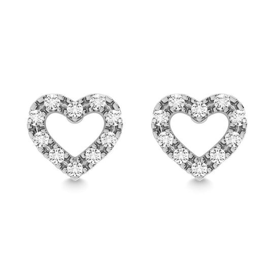 Diamante 1/20 Ct.Tw. Aretes de coraz√≥n en oro blanco de 10 quilates