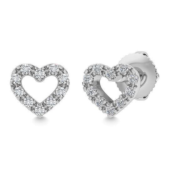 Diamante 1/20 Ct.Tw. Aretes de coraz√≥n en oro blanco de 10 quilates