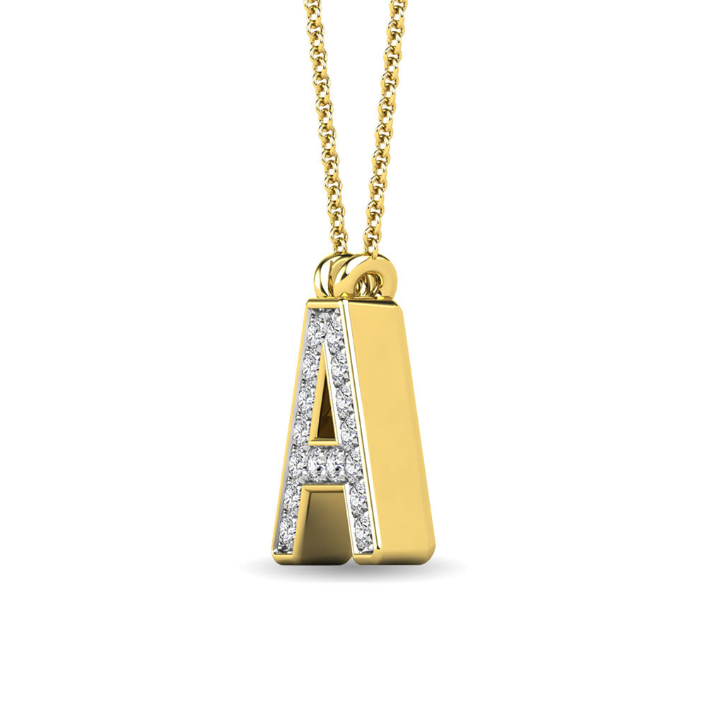 Diamante 1/20 Ct.Tw. Colgante con letra A en oro amarillo de 10 quilates