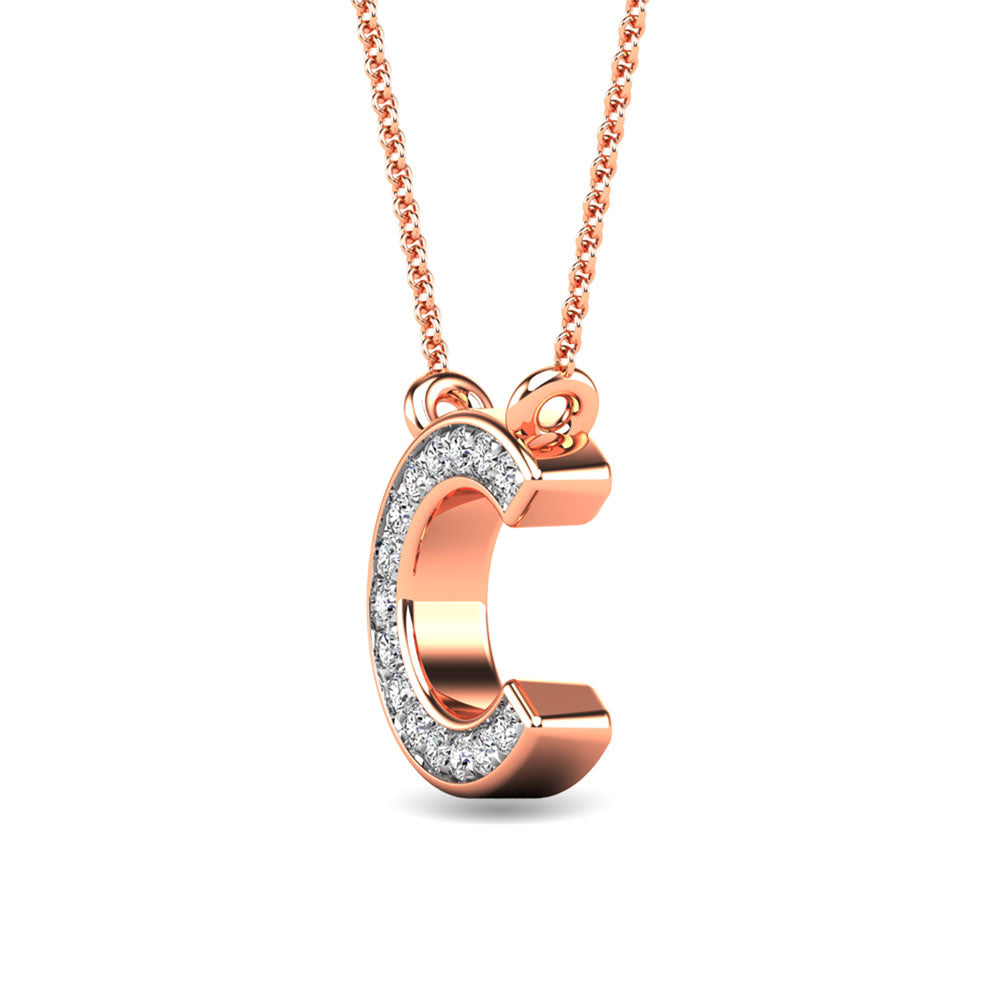 Diamante 1/20 Ct.Tw. Colgante con letra C en oro rosa de 10 quilates