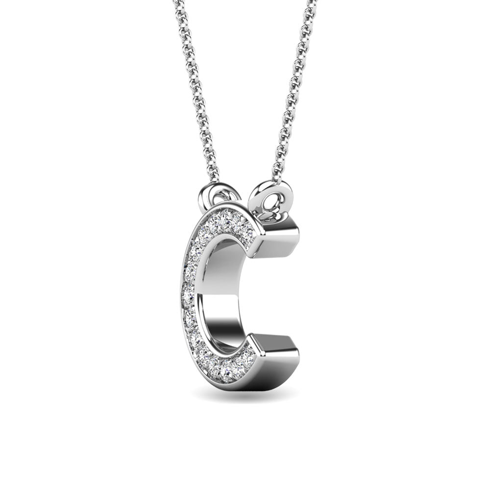 Diamante 1/20 Ct.Tw. Colgante con letra C en oro blanco de 10 quilates