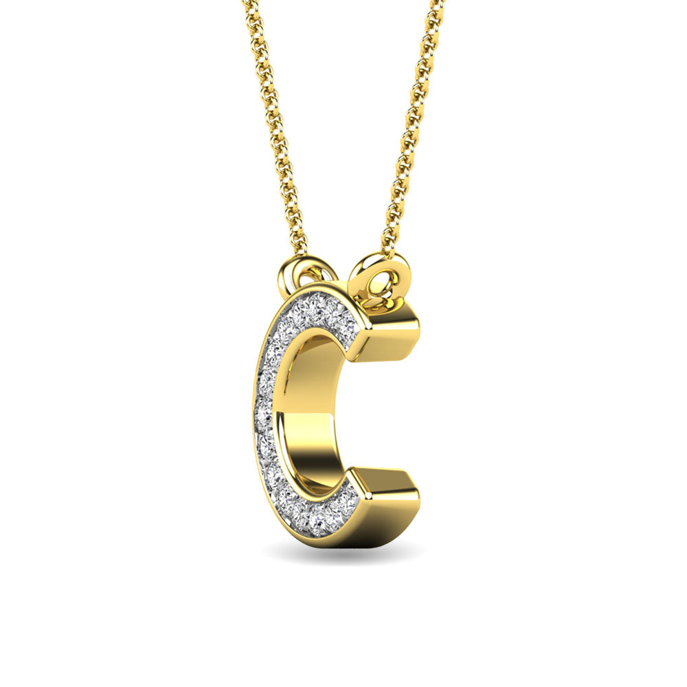 Diamante 1/20 Ct.Tw. Colgante con letra C en oro amarillo de 10 quilates