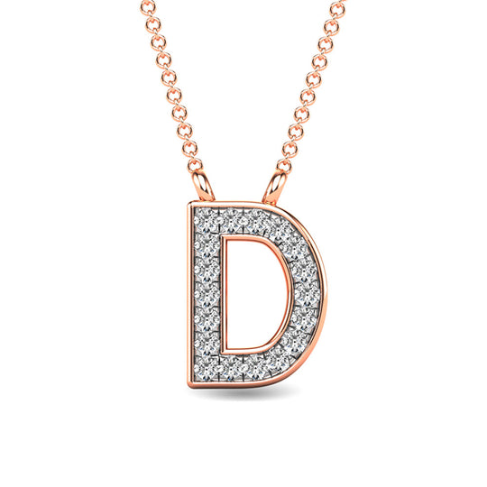 Diamante 1/20 Ct.Tw. Colgante con letra D en oro rosa de 10 quilates