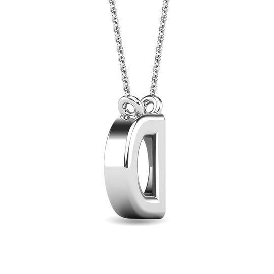 Diamante 1/20 Ct.Tw. Colgante con letra D en oro blanco de 10 quilates