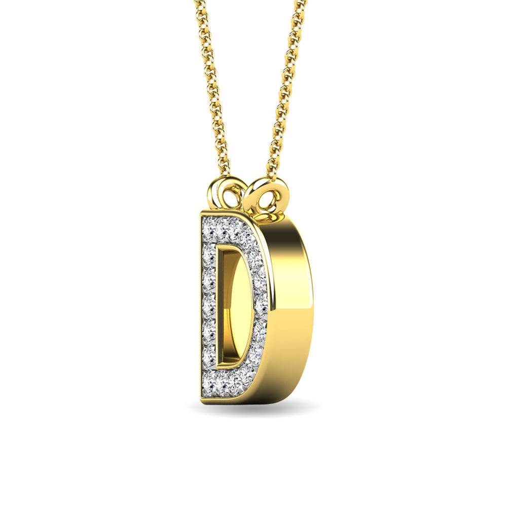 Diamante 1/20 Ct.Tw. Colgante con letra D en oro amarillo de 10 quilates