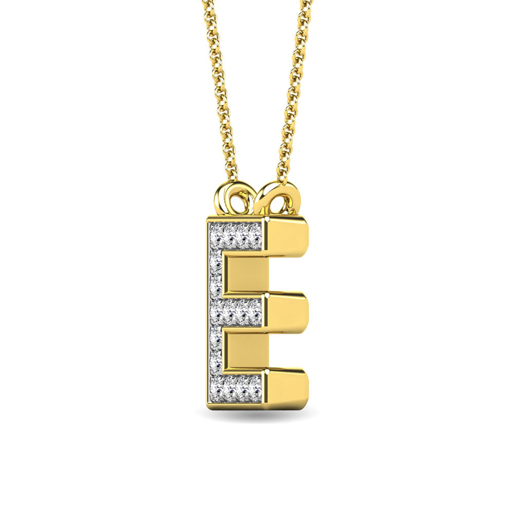 Diamante 1/20 Ct.Tw. Colgante con letra E en oro amarillo de 10 quilates