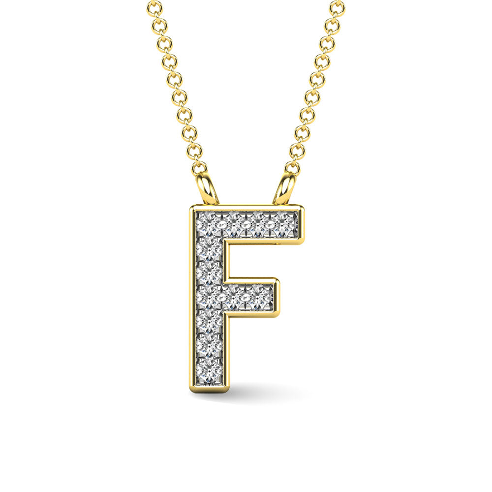 Diamante 1/20 Ct.Tw. Colgante con letra F en oro amarillo de 10 quilates