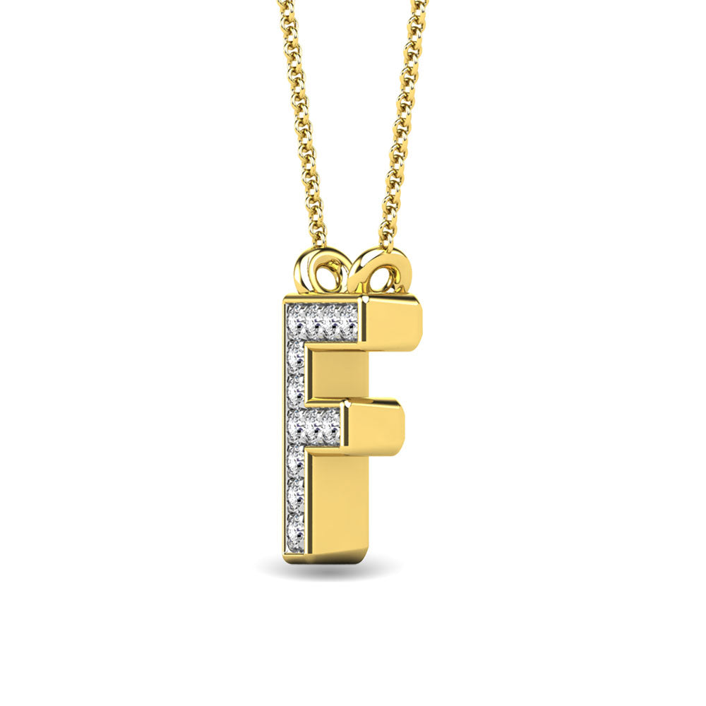 Diamante 1/20 Ct.Tw. Colgante con letra F en oro amarillo de 10 quilates