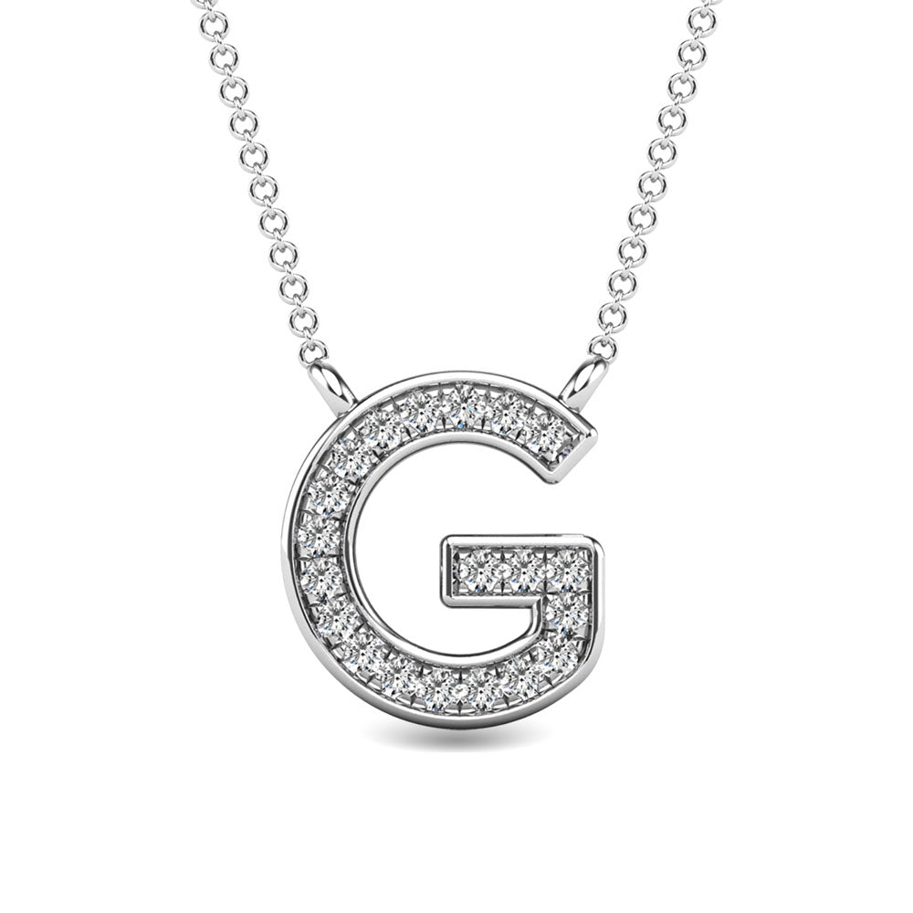 Diamante 1/20 Ct.Tw. Colgante con letra G en oro blanco de 10 quilates