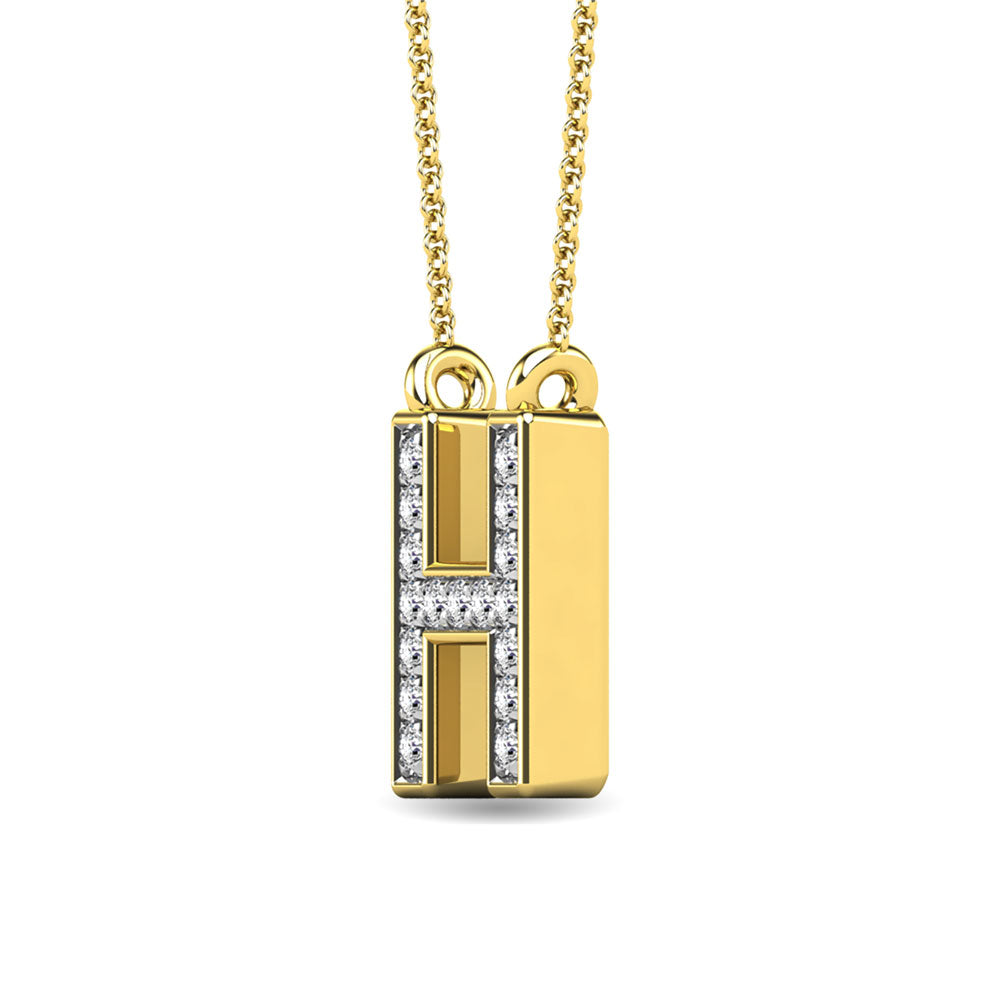 Diamante 1/20 Ct.Tw. Colgante con letra H en oro amarillo de 10 quilates