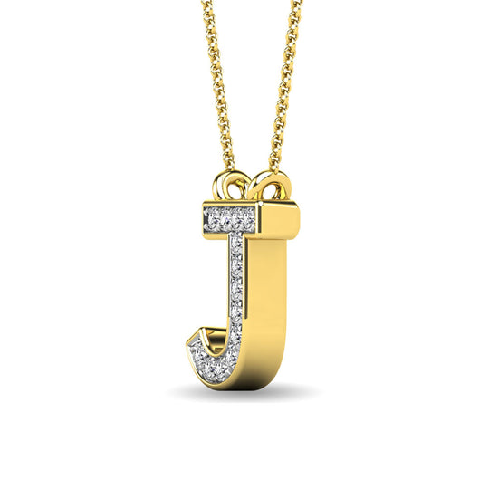 Diamante 1/20 Ct.Tw. Colgante con letra J en oro amarillo de 10 quilates