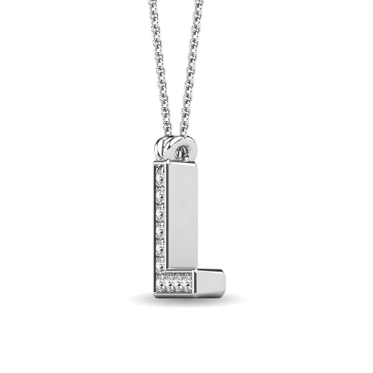 Diamante 1/20 Ct.Tw. Colgante con letra L en oro blanco de 10 quilates