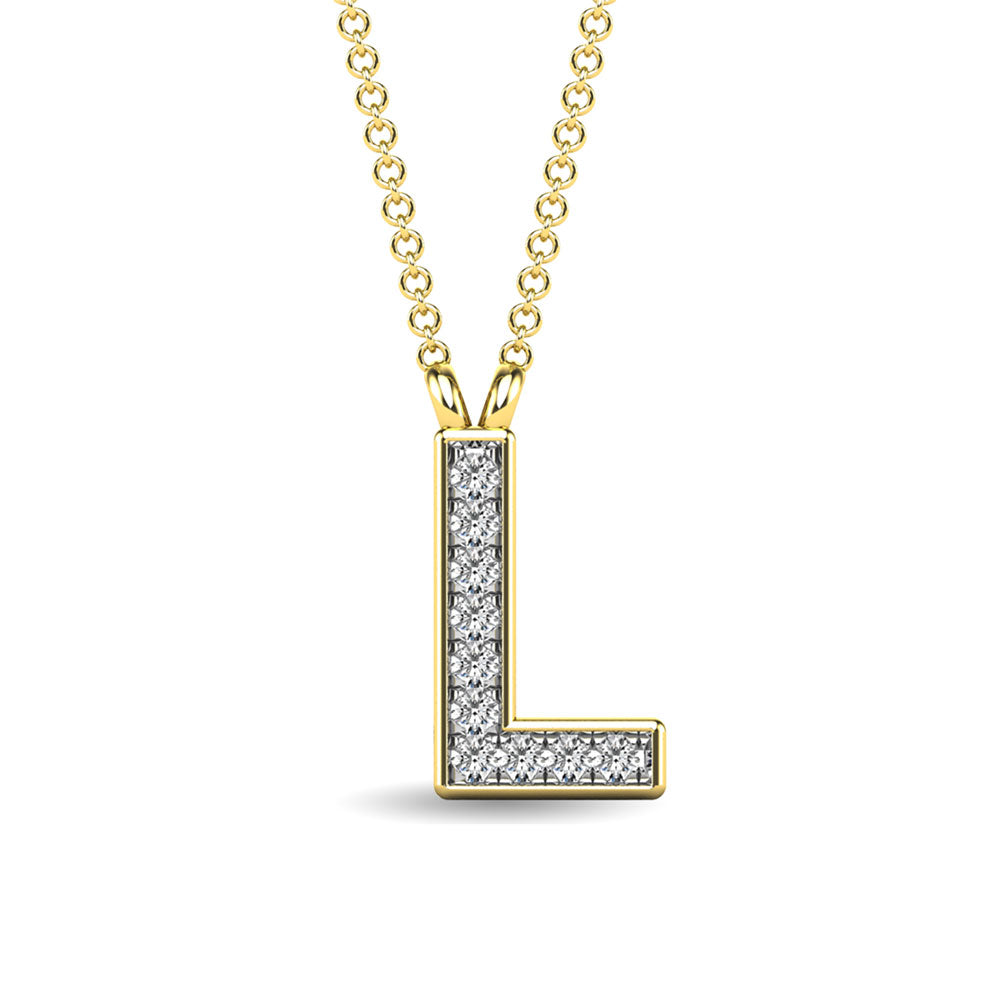 Diamante 1/20 Ct.Tw. Colgante con letra L en oro amarillo de 10 quilates