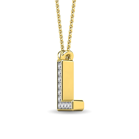 Diamante 1/20 Ct.Tw. Colgante con letra L en oro amarillo de 10 quilates