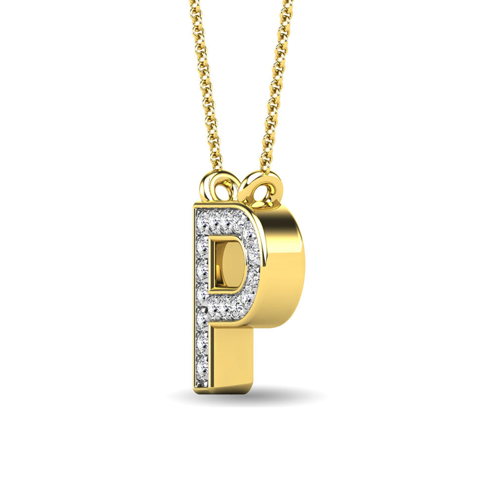 Diamante 1/20 Ct.Tw. Colgante con letra P en oro amarillo de 10 quilates