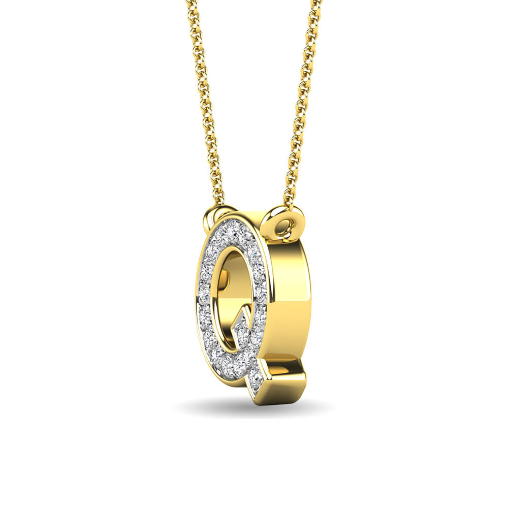 Diamante 1/20 Ct.Tw. Colgante con letra Q en oro amarillo de 10 quilates