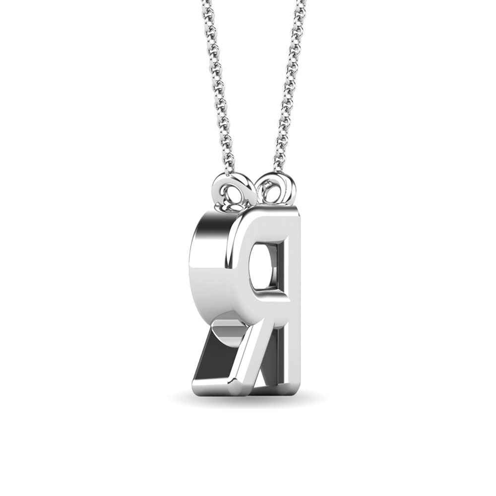 Diamante 1/20 Ct.Tw. Colgante con letra R en oro blanco de 10 quilates