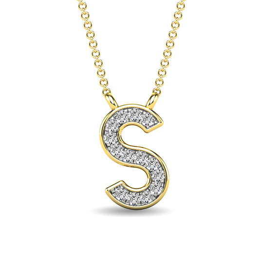 Diamante 1/20 Ct.Tw. Colgante con letra S en oro amarillo de 10 quilates