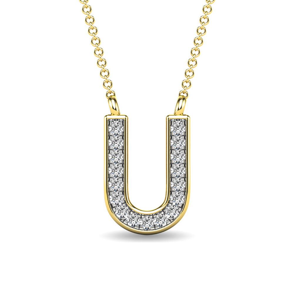 Diamante 1/20 Ct.Tw. Colgante con letra U en oro amarillo de 10 quilates