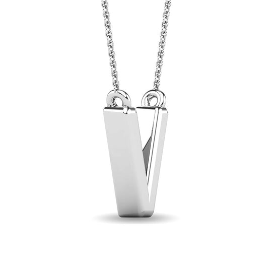 Diamante 1/20 Ct.Tw. Colgante con letra V en oro blanco de 10 quilates