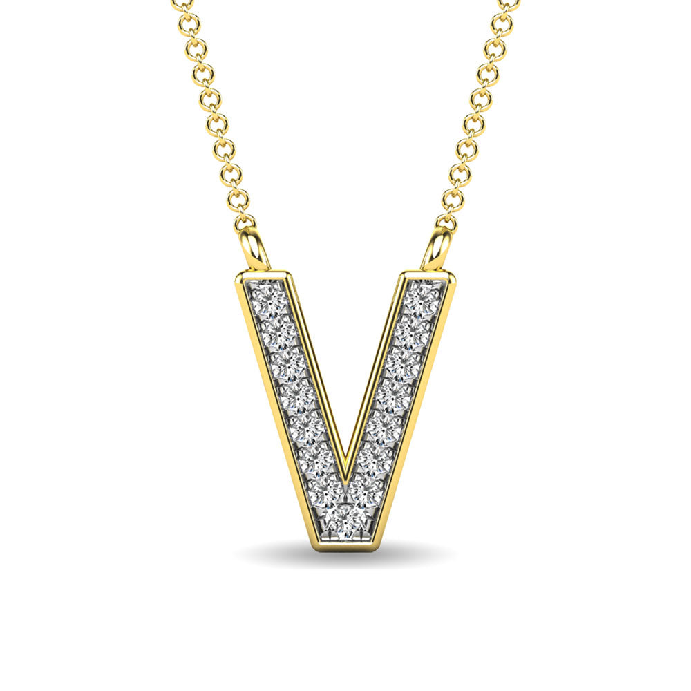 Diamante 1/20 Ct.Tw. Colgante con letra V en oro amarillo de 10 quilates