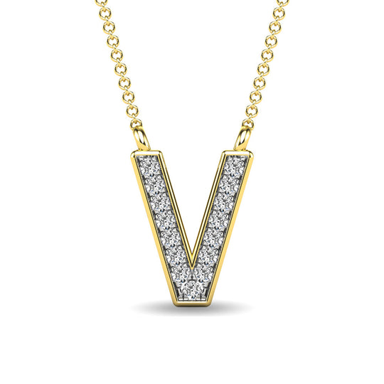 Diamante 1/20 Ct.Tw. Colgante con letra V en oro amarillo de 10 quilates