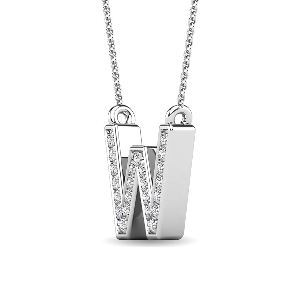 Diamante 1/20 Ct.Tw. Colgante con letra W en oro blanco de 10 quilates