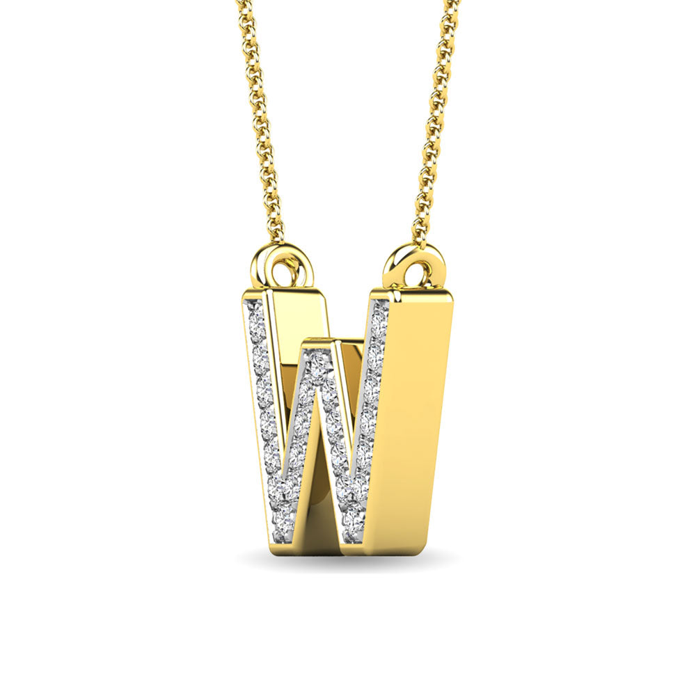 Diamante 1/20 Ct.Tw. Colgante con letra W en oro amarillo de 10 quilates