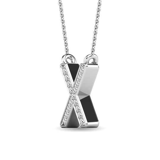 Diamante 1/20 Ct.Tw. Colgante con letra X en oro blanco de 10 quilates