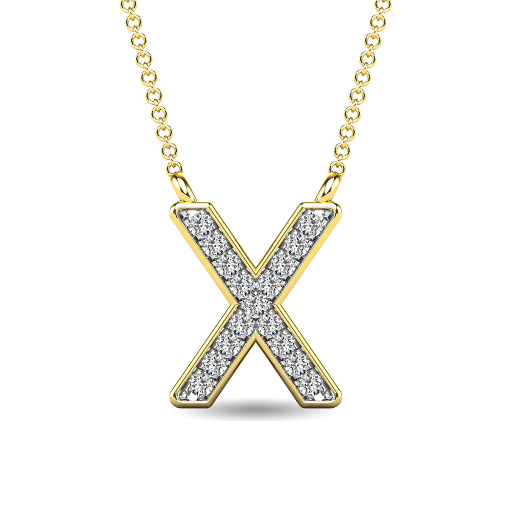 Diamante 1/20 Ct.Tw. Colgante con letra X en oro amarillo de 10 quilates