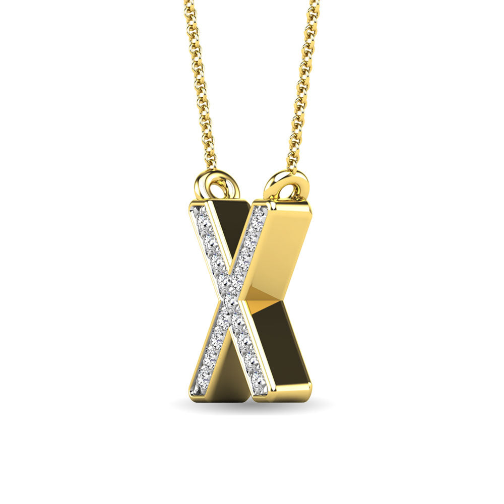 Diamante 1/20 Ct.Tw. Colgante con letra X en oro amarillo de 10 quilates