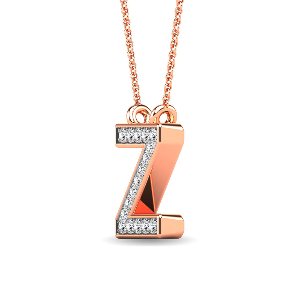 Diamante 1/20 Ct.Tw. Colgante con letra Z en oro rosa de 10 quilates