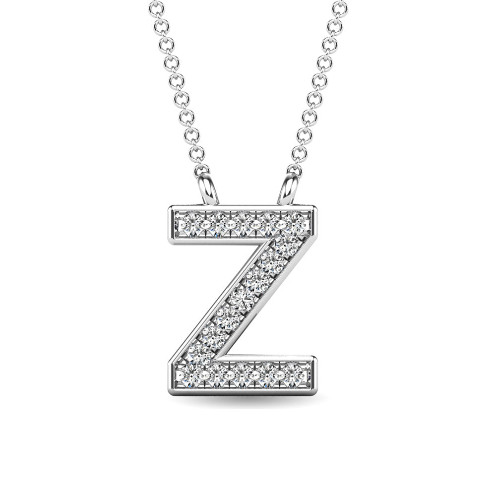 Diamante 1/20 Ct.Tw. Colgante con letra Z en oro blanco de 10 quilates