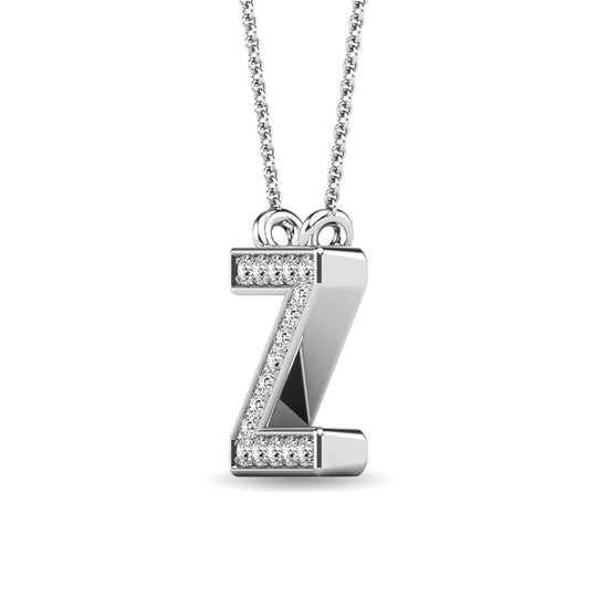 Diamante 1/20 Ct.Tw. Colgante con letra Z en oro blanco de 10 quilates