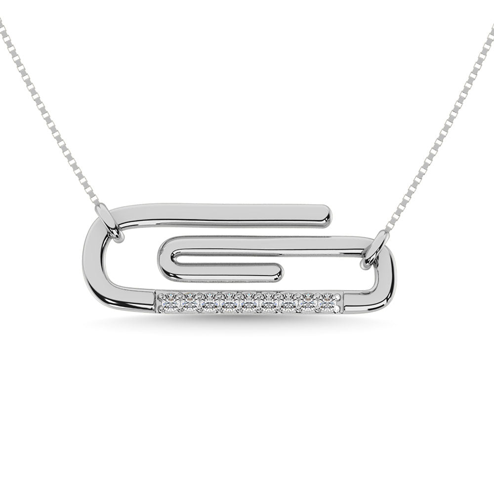 Diamante 1/20 Ct.Tw. Collar Clip de Papel en Plata 925